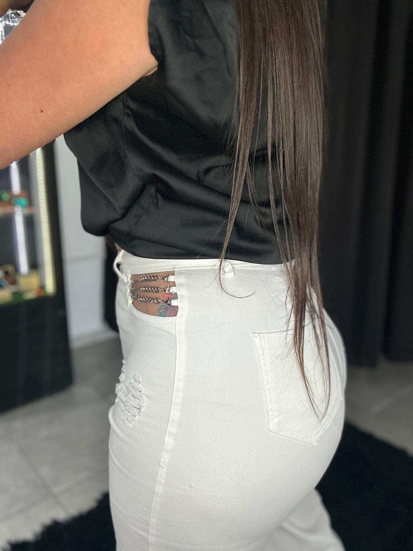 White Chain Pants