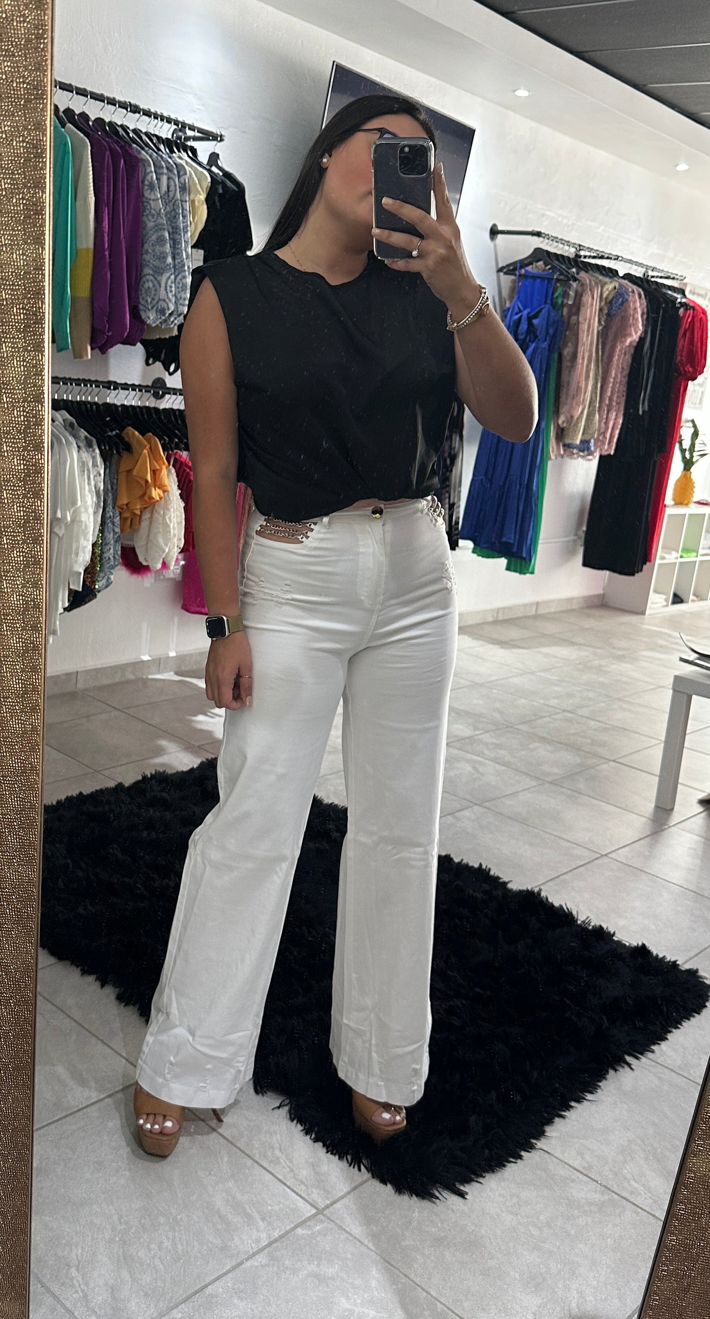 White Chain Pants