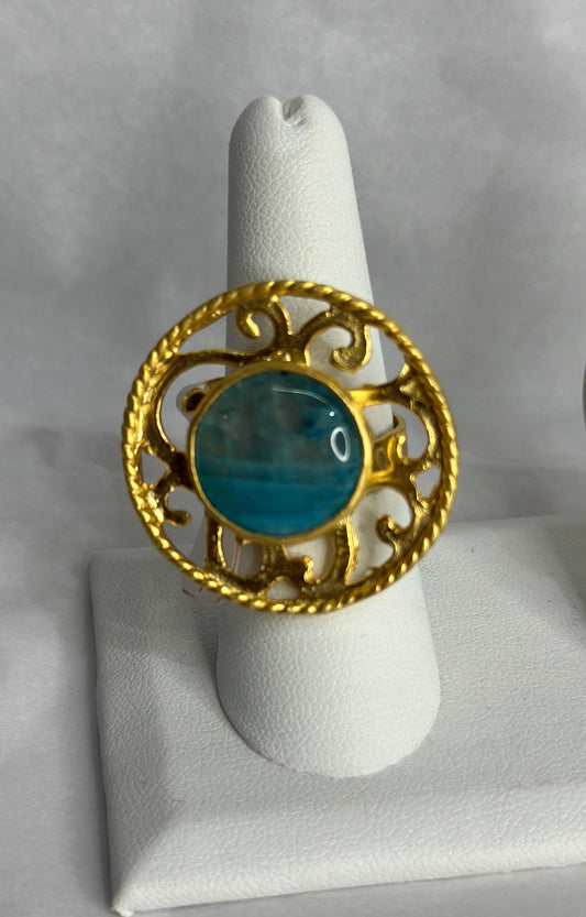 Round Beauty Blue Stone Ring