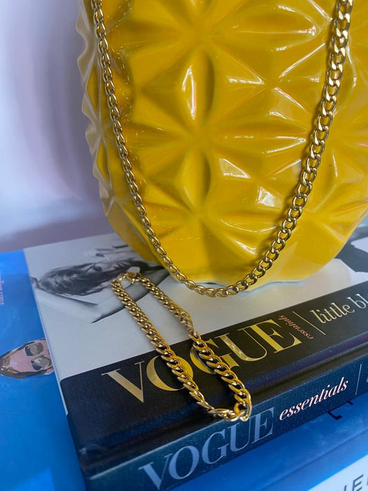 Men's Gold Necklace and Bracelet